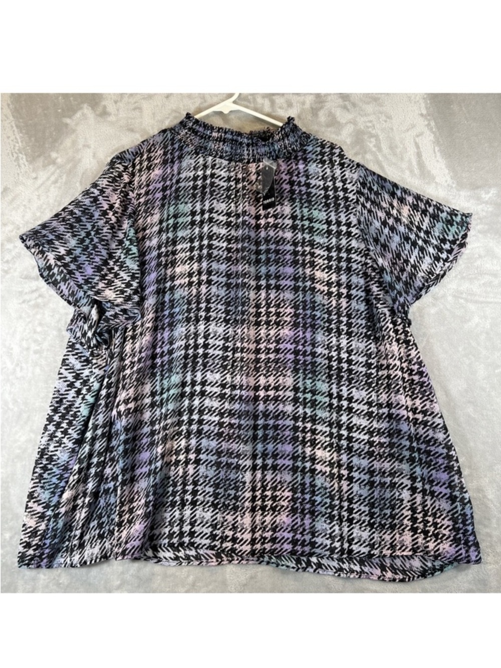 Torrid‎ Top Chiffon Black Plaid Pullover Sheer Feminine Sz 4X Houndstooth NWT